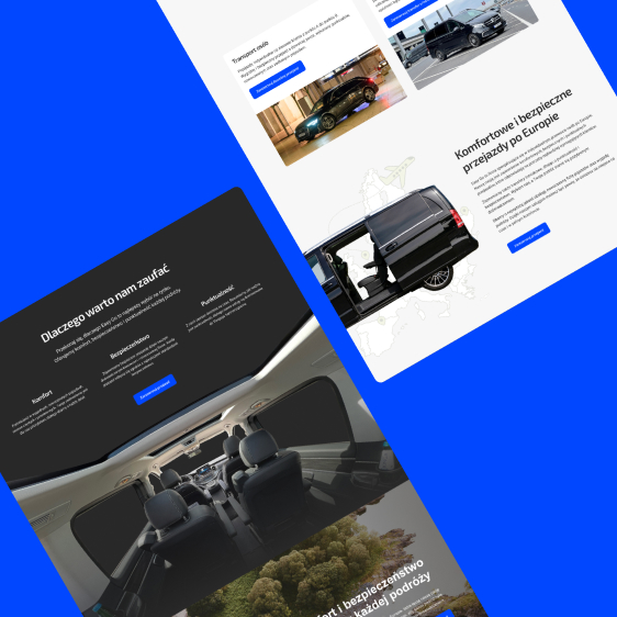 Zdjęcie przedstawia fragmenty realizacji strony internetowej dla branży transportowej