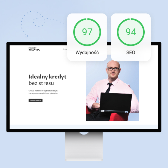 Zdjęcie prezentuje wynik prędkości w google strony internetowej polecanykredyt.pl
